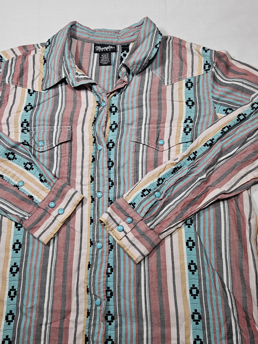 Wrangler Retro Women's Medium Multicolor Stripe Western Pearl Snap LS Shirt